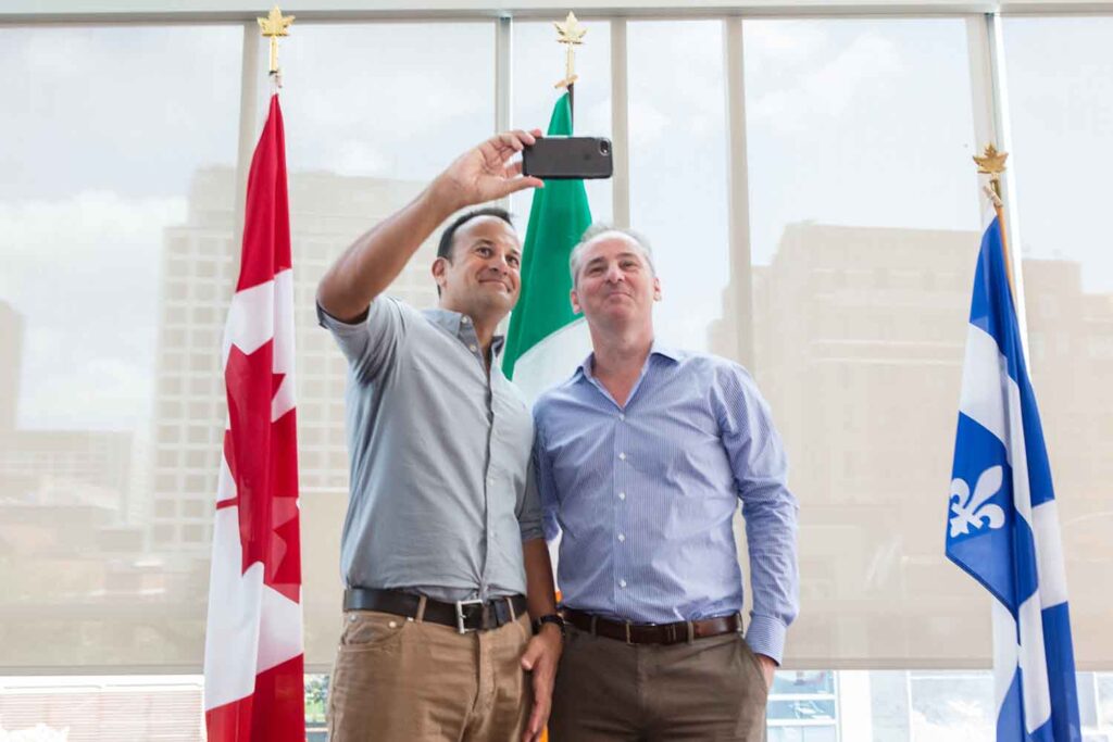 Former Taoiseach Leo Varadkar with ICCC Montreal President Conor Barry